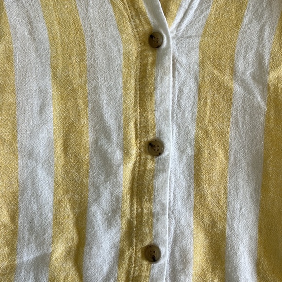 Marine Layer Button Up Shirt, Size Small, White and Yellow Stripe - Picture 4 of 6